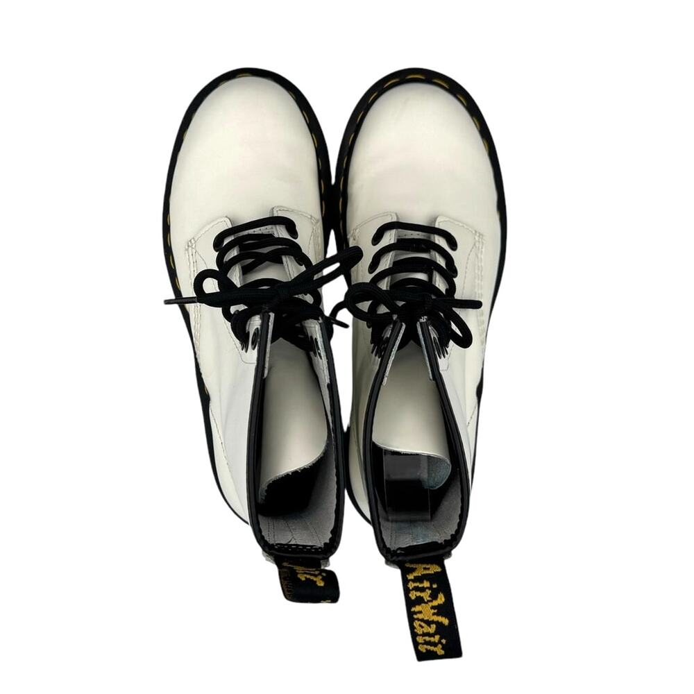 Dr. Martens 1460 White Smooth Leather Lace Up Unisex Combat Boots - Picture 9 of 11